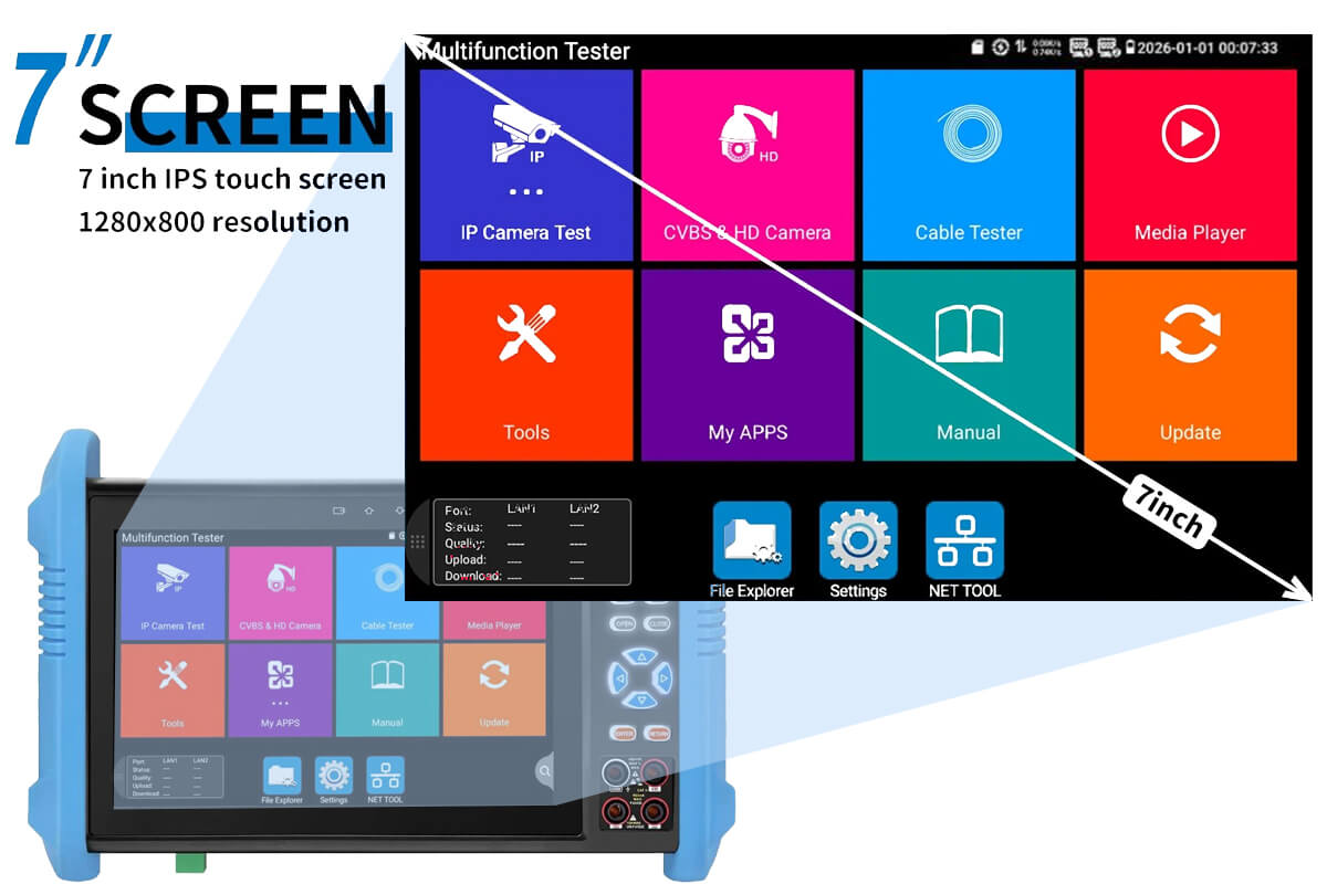 IPC-9800CMADHS Pro+ front view with 7-inch IPS touchscreen