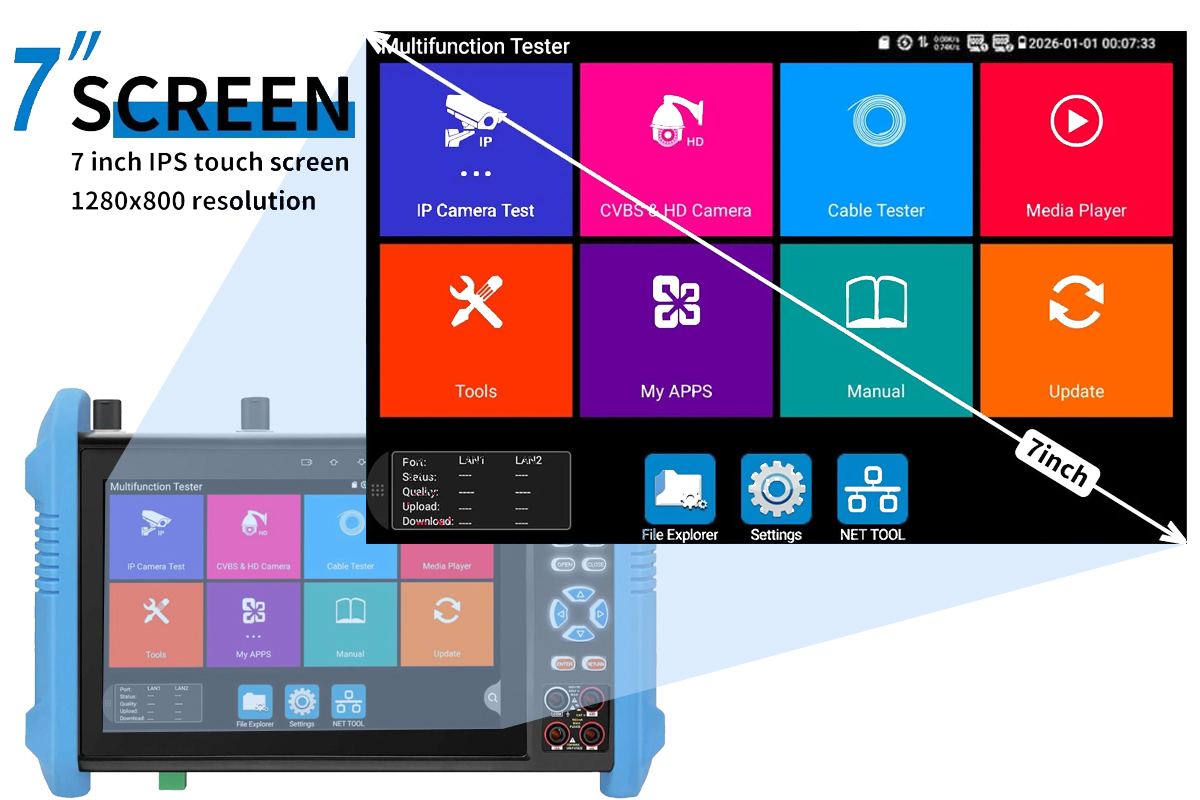 IPC-9800MOVTADHS Pro+ front view with 7-inch IPS touchscreen
