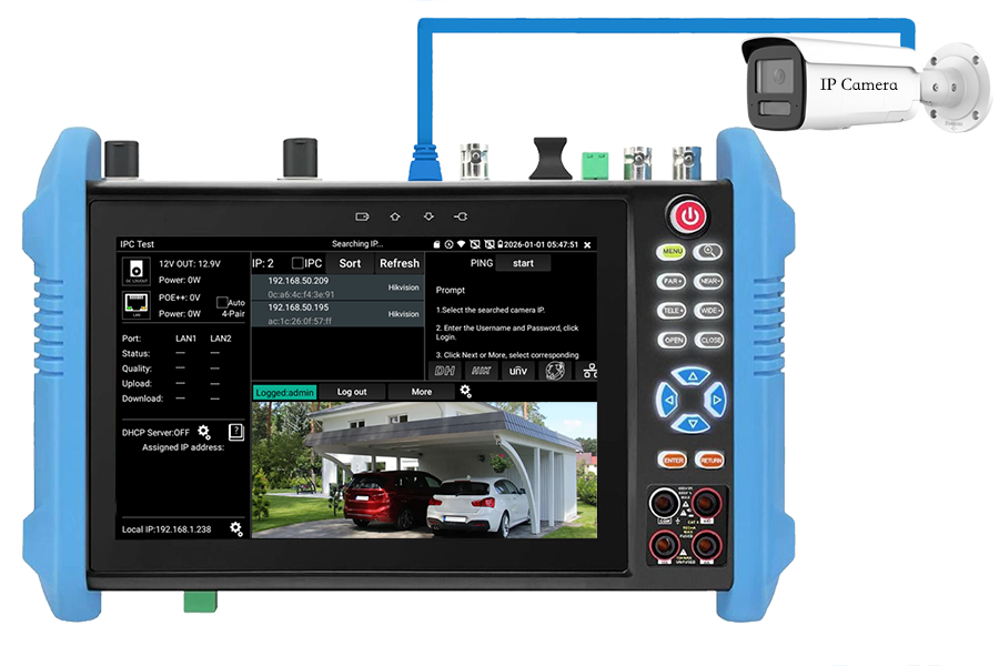 IPC-9800CMADHS Pro+ testing an IP security camera