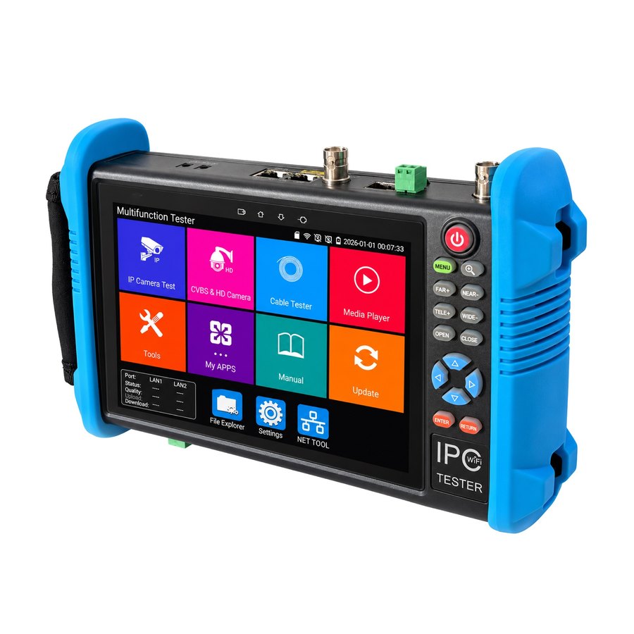 IPC-9800C Pro+ at a 45-degree angle, showing the home screen and keypad