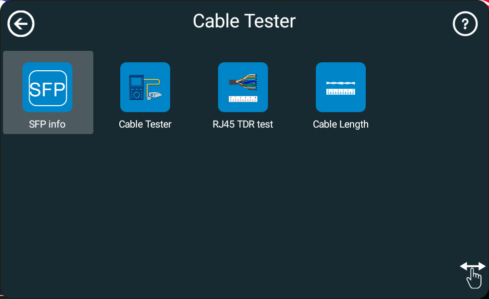 Cable Tester menu